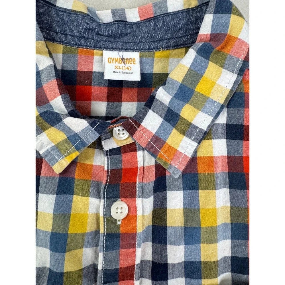 Gymboree Boys XL 14 Plaid Button Down Shirt Multicolor Long Sleeve Cotton